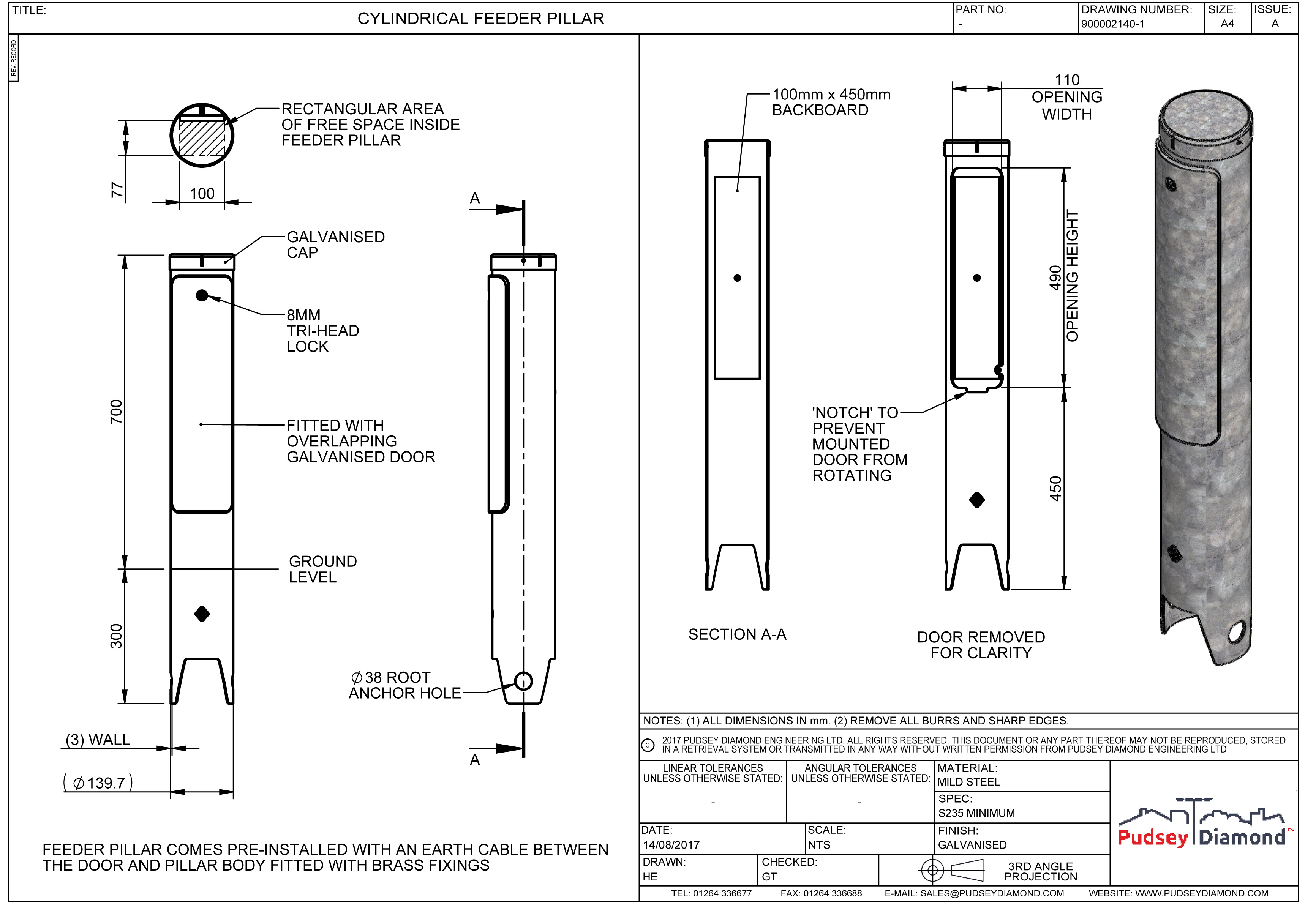 Cylindrical Feeder Pillar Pudsey Diamond Feeder Pillars